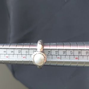 Silver, mother of pearl and 2 dots of gold RING!